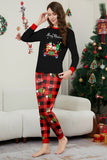 Black Red Christmas Pattern Printed Plaid Family Matching Pajamas