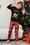 Black Red Christmas Pattern Printed Plaid Family Matching Pajamas