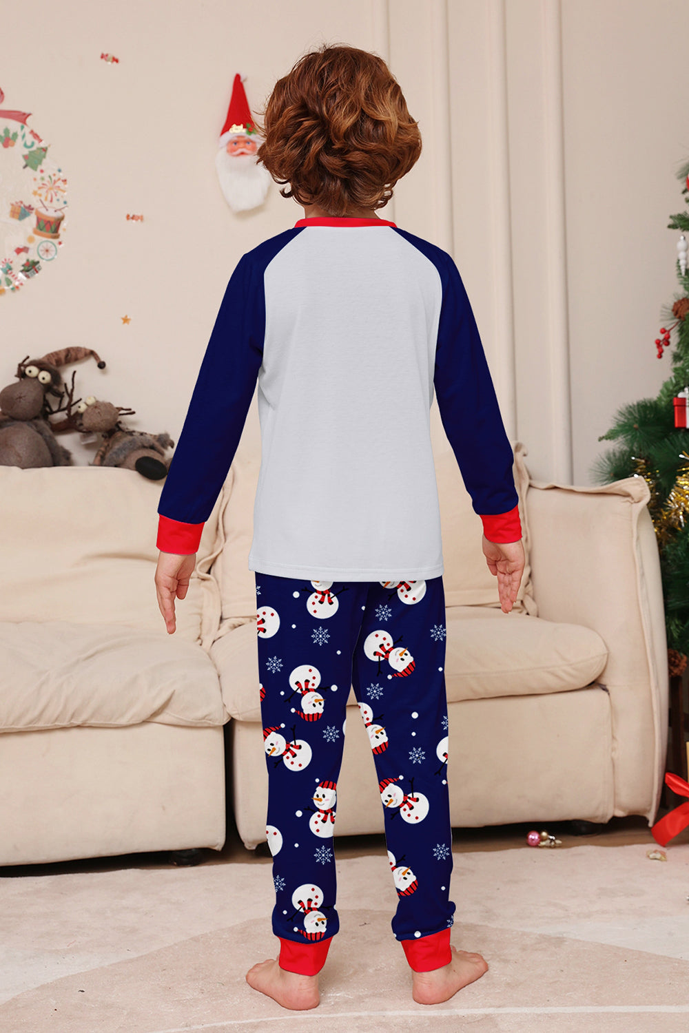 Grey Blue Snowman Printed Christmas Family Matching Pajamas