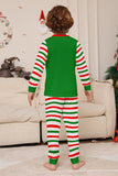 Green Horizontal Stripe Printed Christmas Family Matching Pajamas