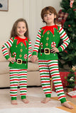 Green Horizontal Stripe Printed Christmas Family Matching Pajamas