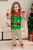 Green Horizontal Stripe Printed Christmas Family Matching Pajamas