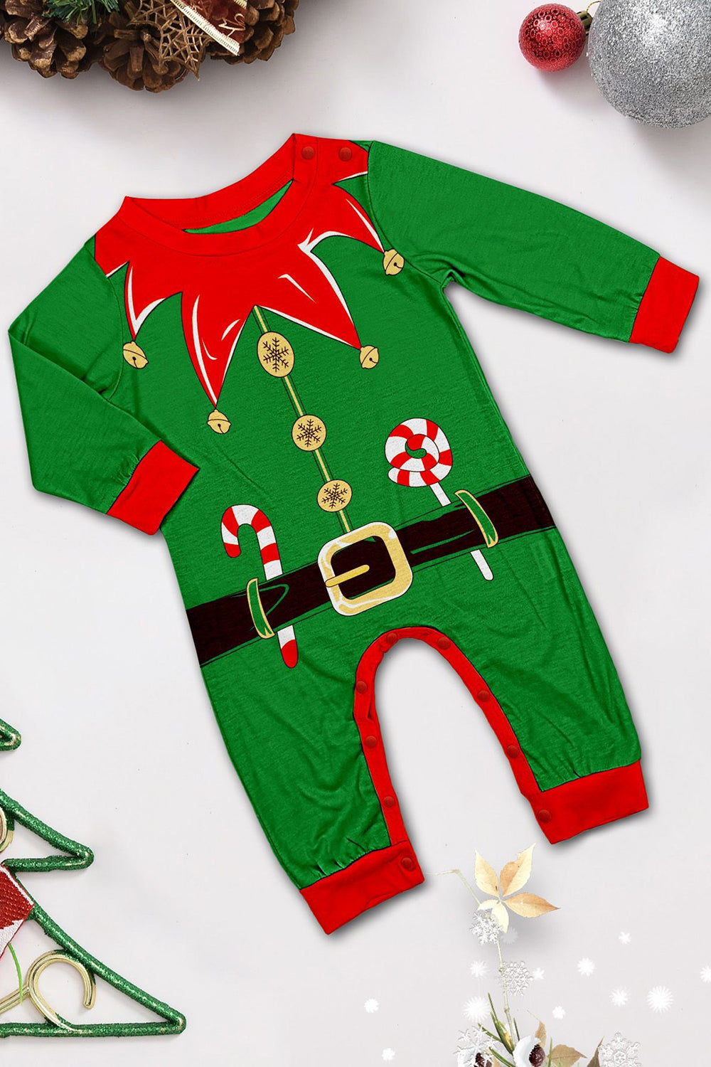 Green Horizontal Stripe Printed Christmas Family Matching Pajamas