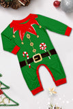 Green Horizontal Stripe Printed Christmas Family Matching Pajamas