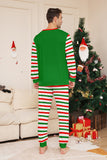 Green Horizontal Stripe Printed Christmas Family Matching Pajamas