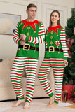 Green Horizontal Stripe Printed Christmas Family Matching Pajamas