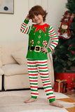 Green Horizontal Stripe Printed Christmas Family Matching Pajamas