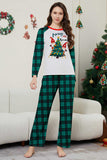 Green Plaid Christmas Tree Pattern Printed Family Matching Pajamas