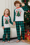 Green Plaid Christmas Tree Pattern Printed Family Matching Pajamas