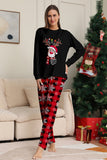 Black Red Reindeer Snowflake Printed Christmas Family Matching Pajamas