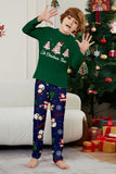 Green Blue Tree Printed Long Sleeves Christmas Family Matching Pajamas