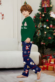 Green Blue Tree Printed Long Sleeves Christmas Family Matching Pajamas