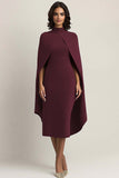 Black Sheath High Neck Midi Cape Formal Dress
