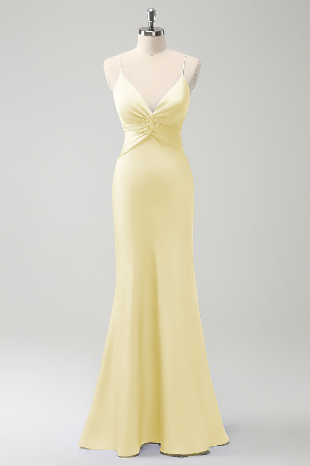 Purple Mermaid Spaghetti Straps Hollow Out Twist Front Bridesmaid Dress