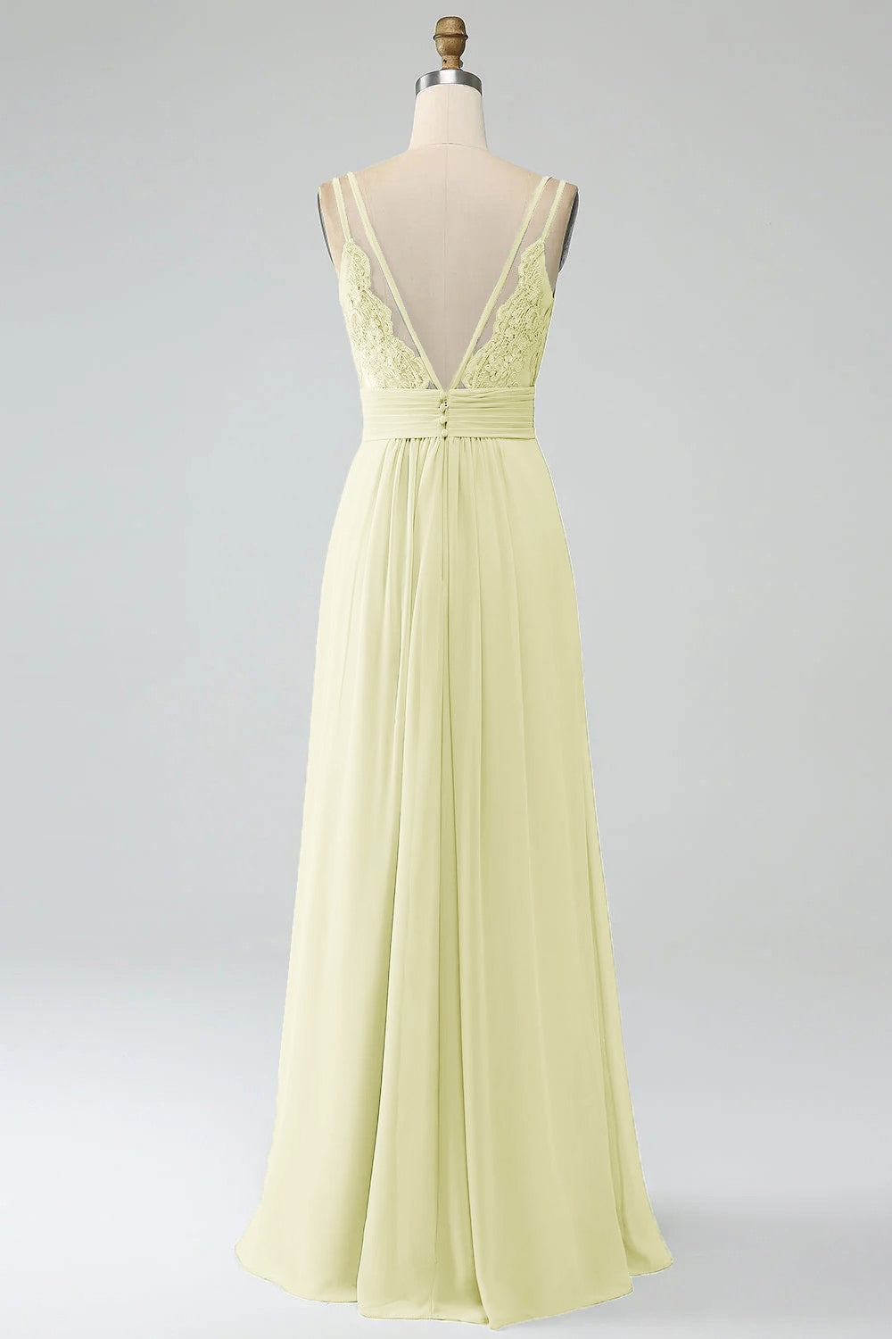 A-Line Desert Rose Spaghetti Straps Pleated Chiffon Long Bridesmaid Dress
