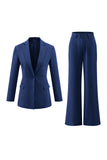 Fuchsia Notched Lapel 2 Piece Women's Work Suits with Pockets