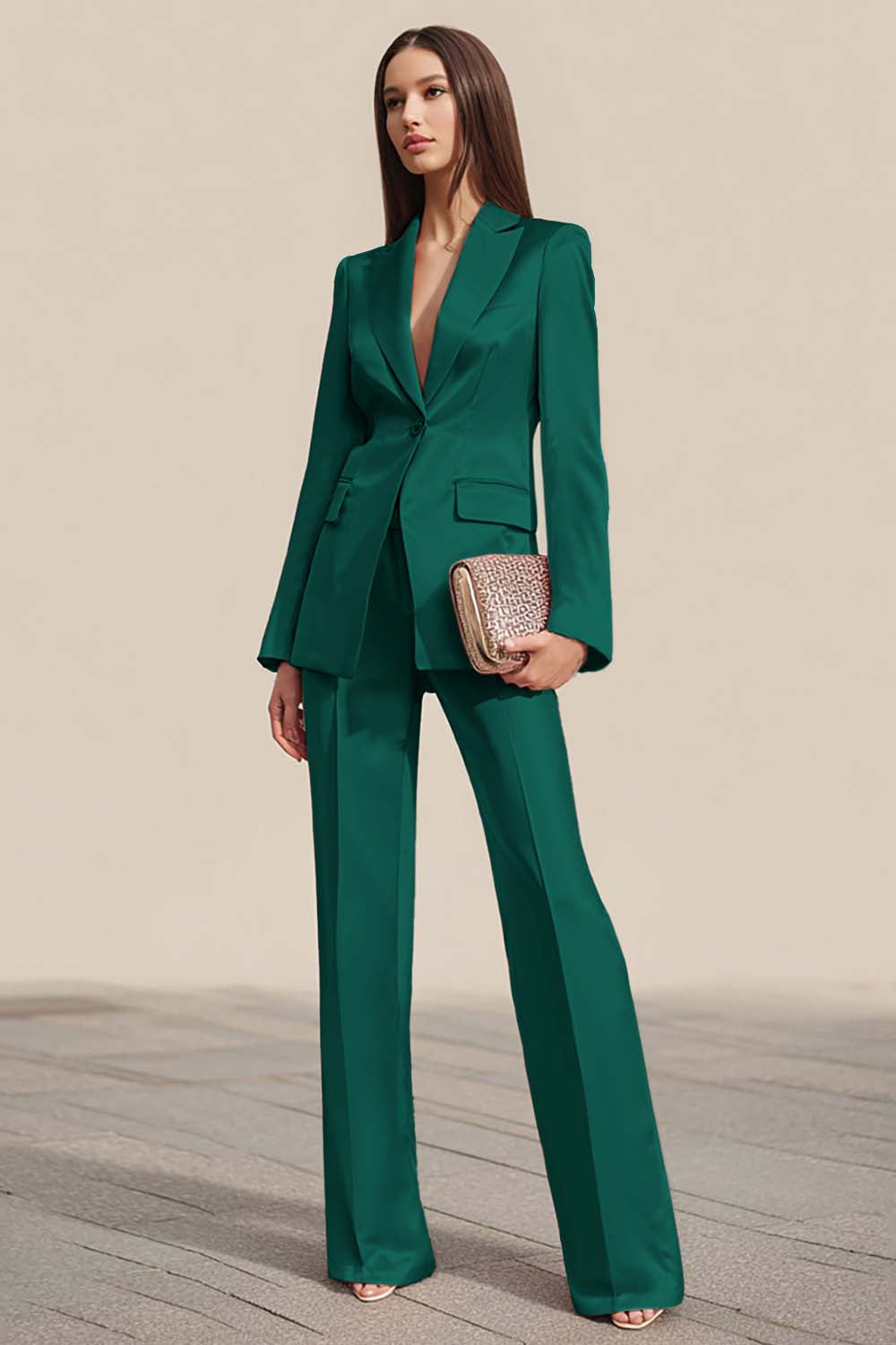 Burgundy 2 Pieces Notched Lapel One Button Women Tuxedo