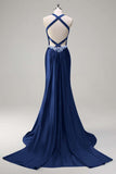 Sparkly Dusty Blue Mermaid Sweetheart Corset Formal Dress