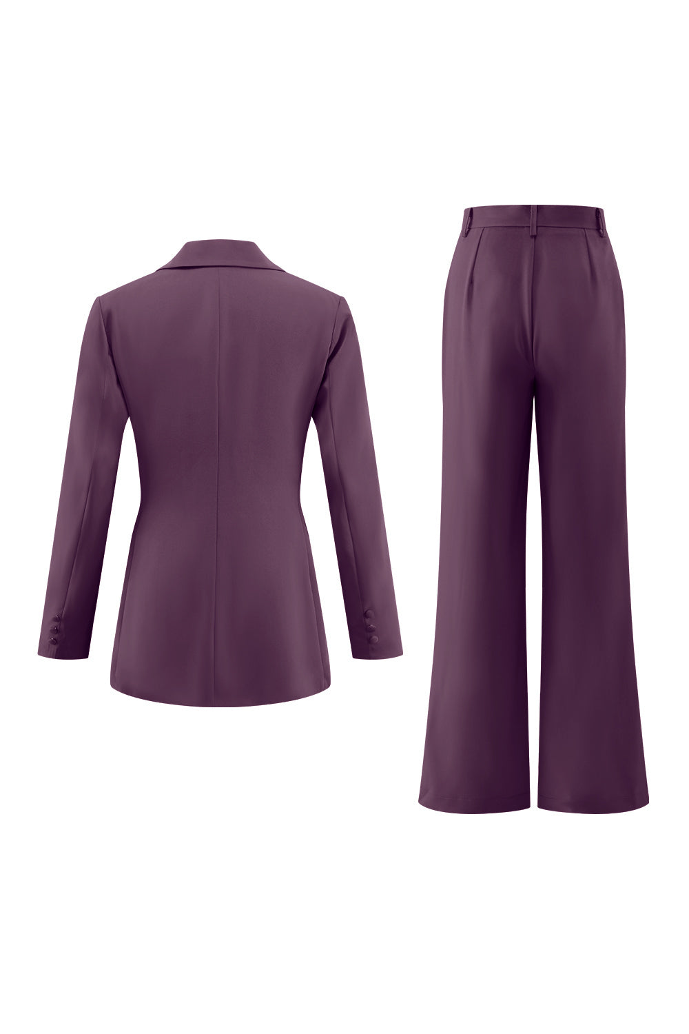 Fuchsia Notched Lapel 2 Piece Women's Work Suits with Pockets