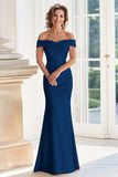 Black Off the Shoulder Sheath Mother of the Bride Dress with Appliques