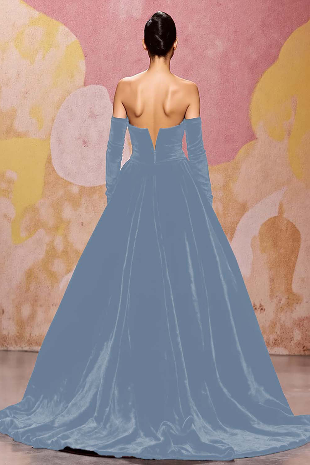 Dark Red Sweetheart Velvet A Line Long Formal Dress