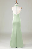 Mermaid Halter Dark Green Bridesmaid Dress