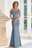 Black Off the Shoulder Sheath Mother of the Bride Dress with Appliques