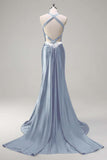 Sparkly Dusty Blue Mermaid Sweetheart Corset Formal Dress