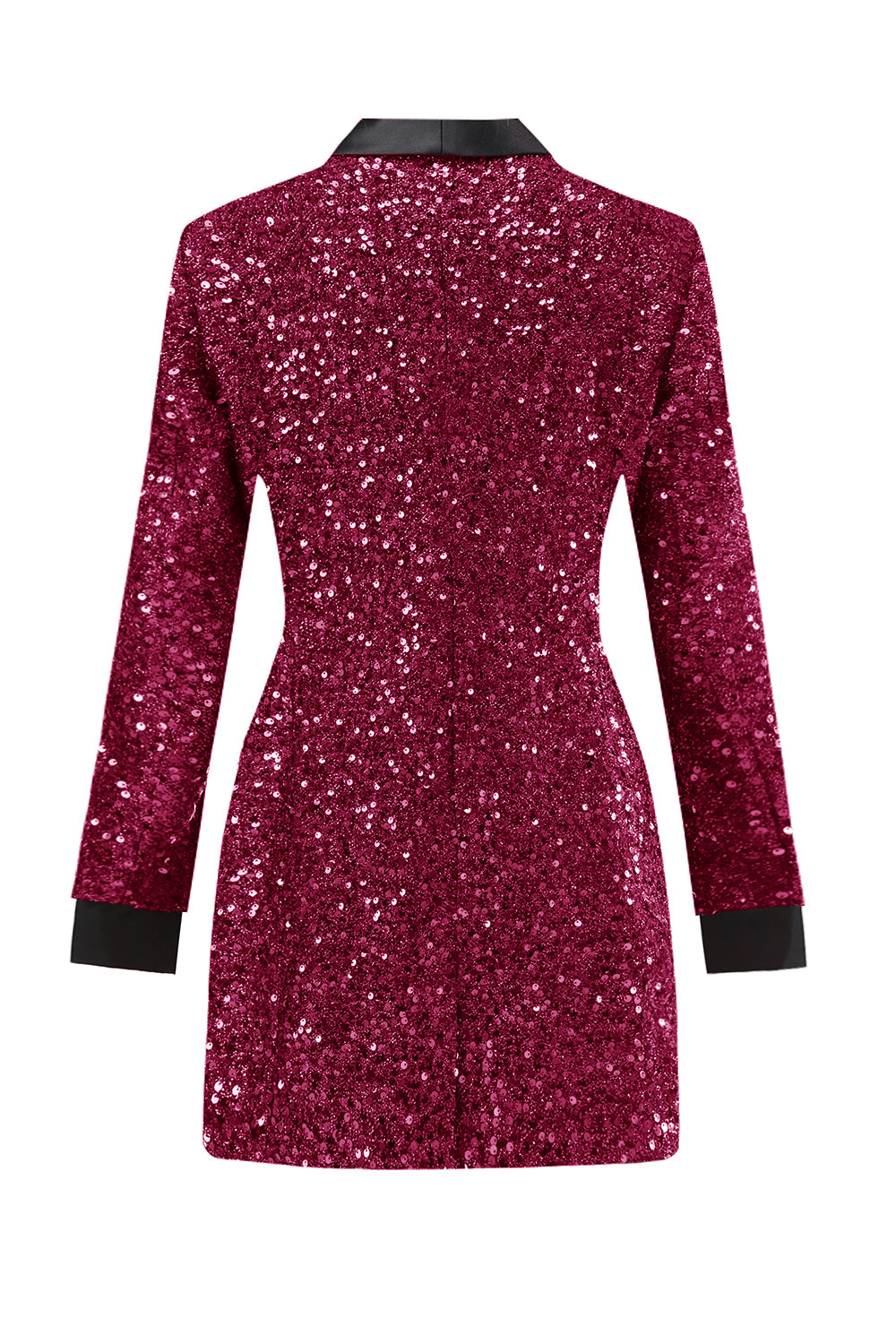 Glitter Burgundy Bodycon Maxi Women's Blazer with Sequins