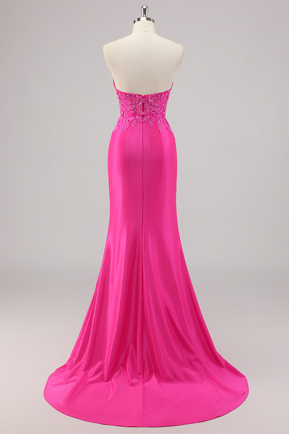 Sparkly Fuchsia Mermaid Beaded Long Formal Dress with Appliques