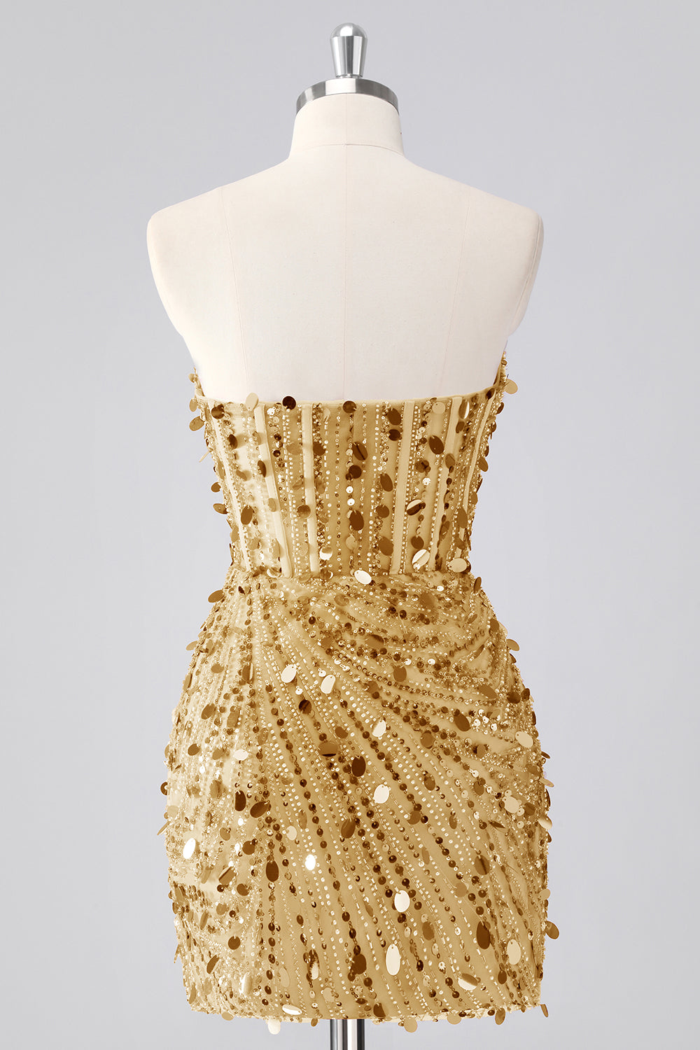 Sparkly Fuchsia Strapless Tight Short Sequins Corset Homecoming Dress with Beading