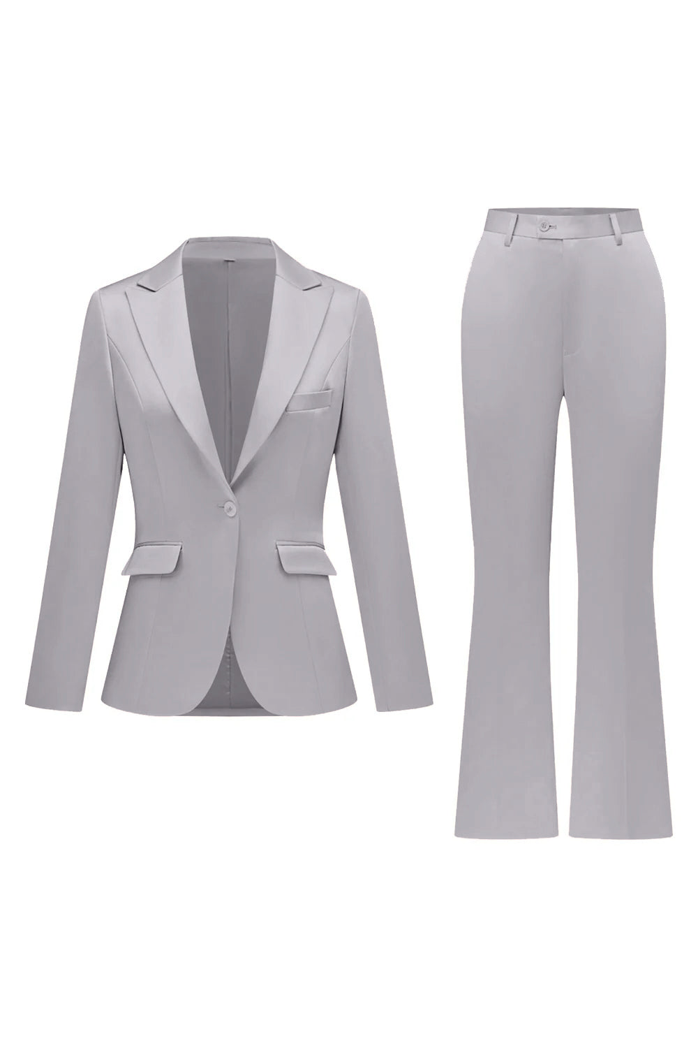Black Peak Lapel Satin Slim Fit Women 2-Piece Work Suits