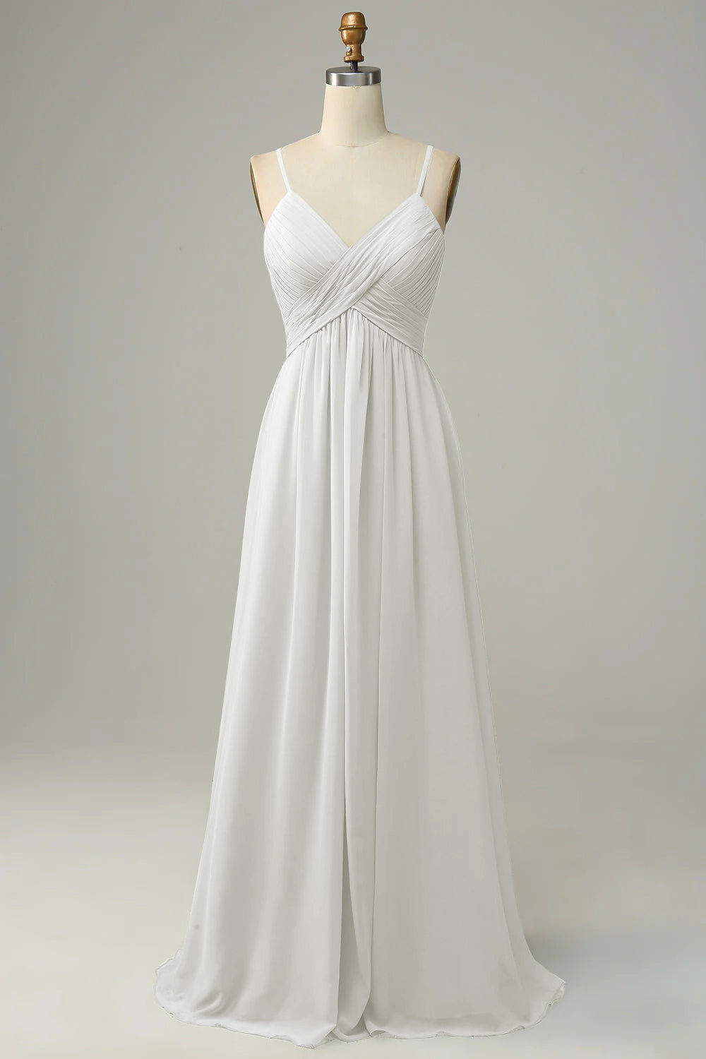 Spaghetti Straps Dusty Sage Sleeveless Bridesmaid Dress