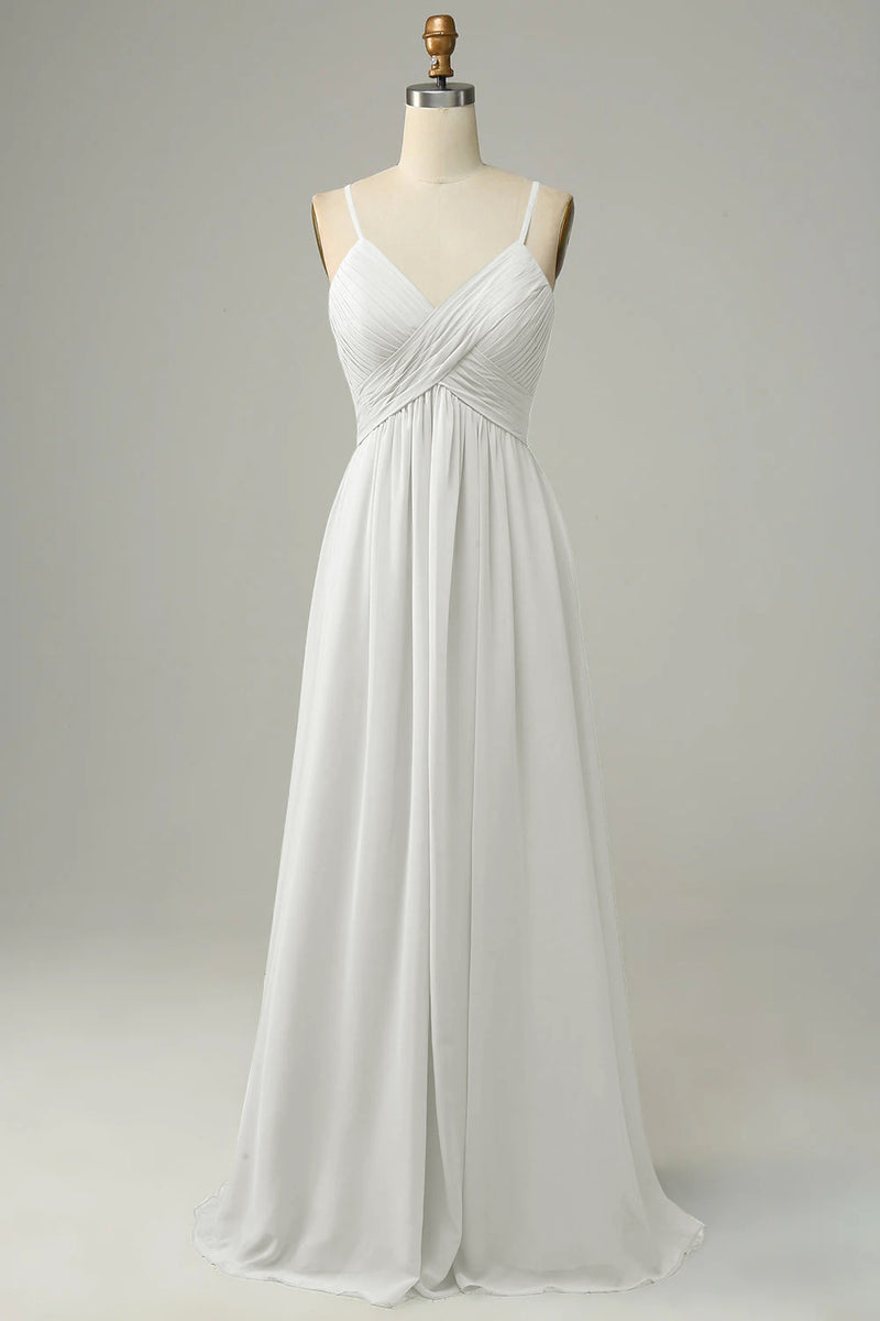 Load image into Gallery viewer, Spaghetti Straps Dusty Sage Sleeveless Bridesmaid Dress
