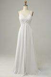 Spaghetti Straps Dusty Sage Sleeveless Bridesmaid Dress
