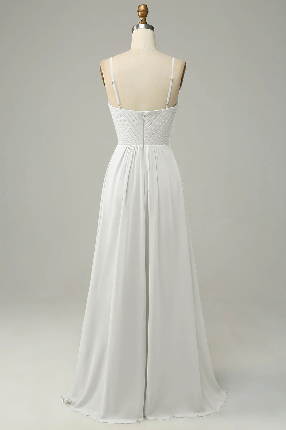Spaghetti Straps Dusty Sage Sleeveless Bridesmaid Dress