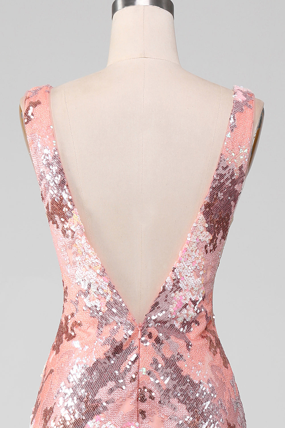 Blush Sparkly Sequin Mermaid Long Formal Dress With Slit