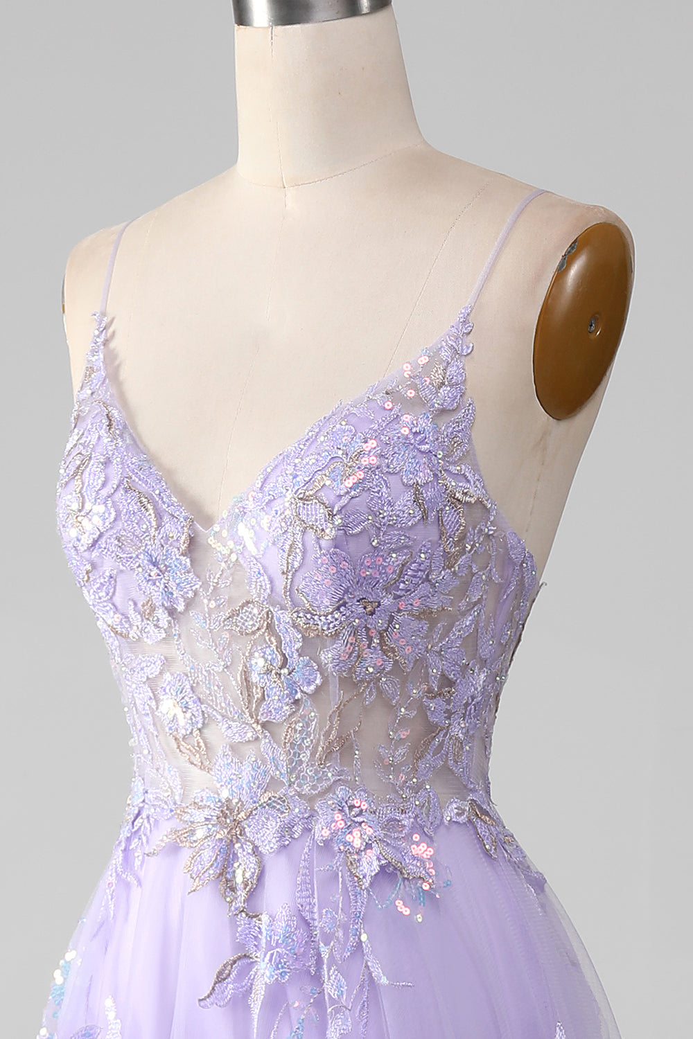 Glitter Purple Corset A-Line Long Formal Dress with 3D Flowers