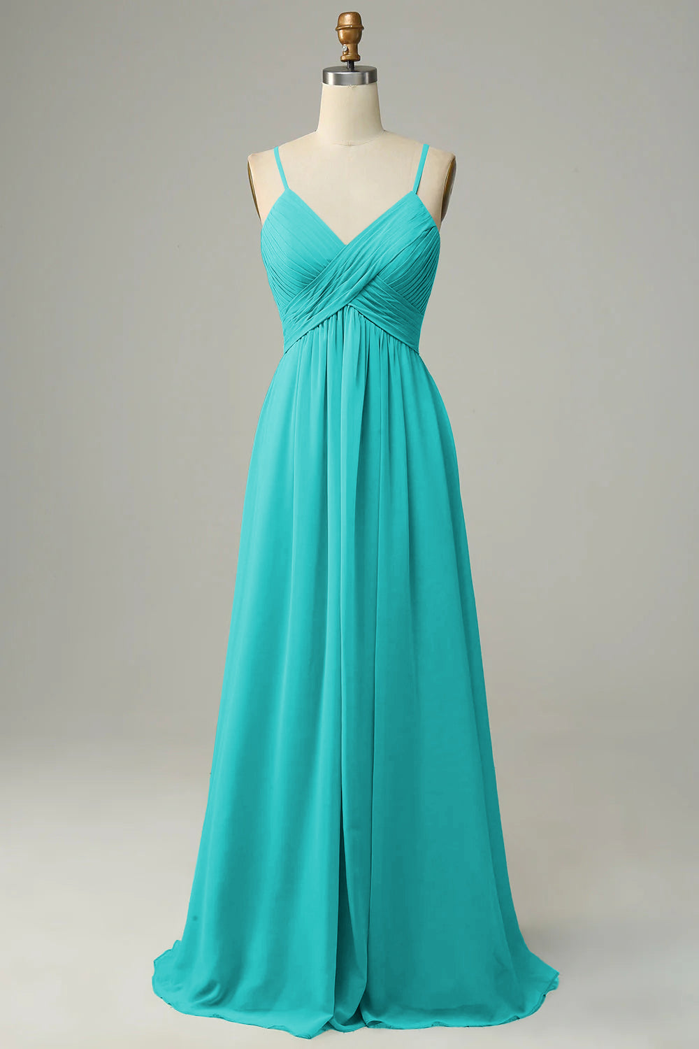 Spaghetti Straps Dusty Sage Sleeveless Bridesmaid Dress