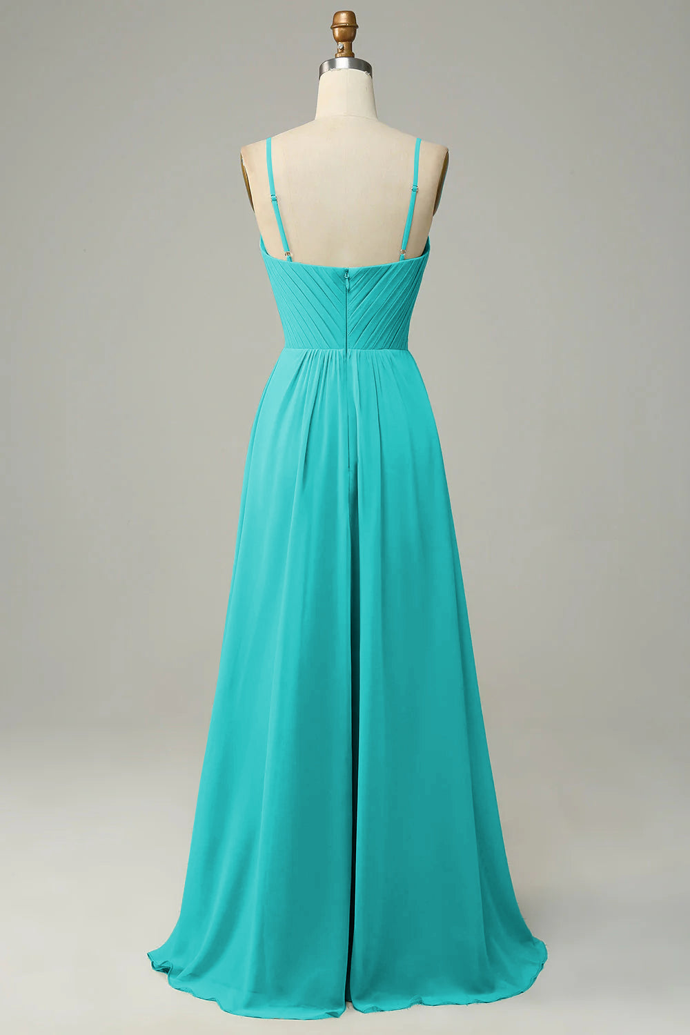 Spaghetti Straps Dusty Sage Sleeveless Bridesmaid Dress