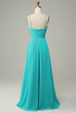 Spaghetti Straps Dusty Sage Sleeveless Bridesmaid Dress