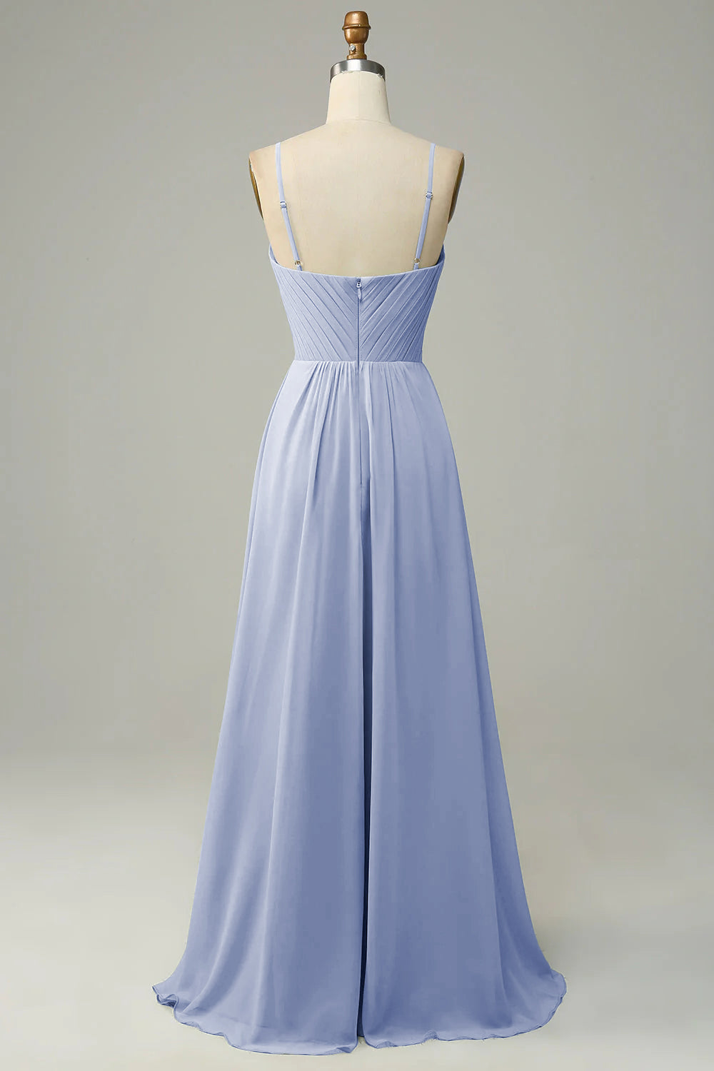 Spaghetti Straps Dusty Sage Sleeveless Bridesmaid Dress
