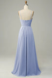 Spaghetti Straps Dusty Sage Sleeveless Bridesmaid Dress
