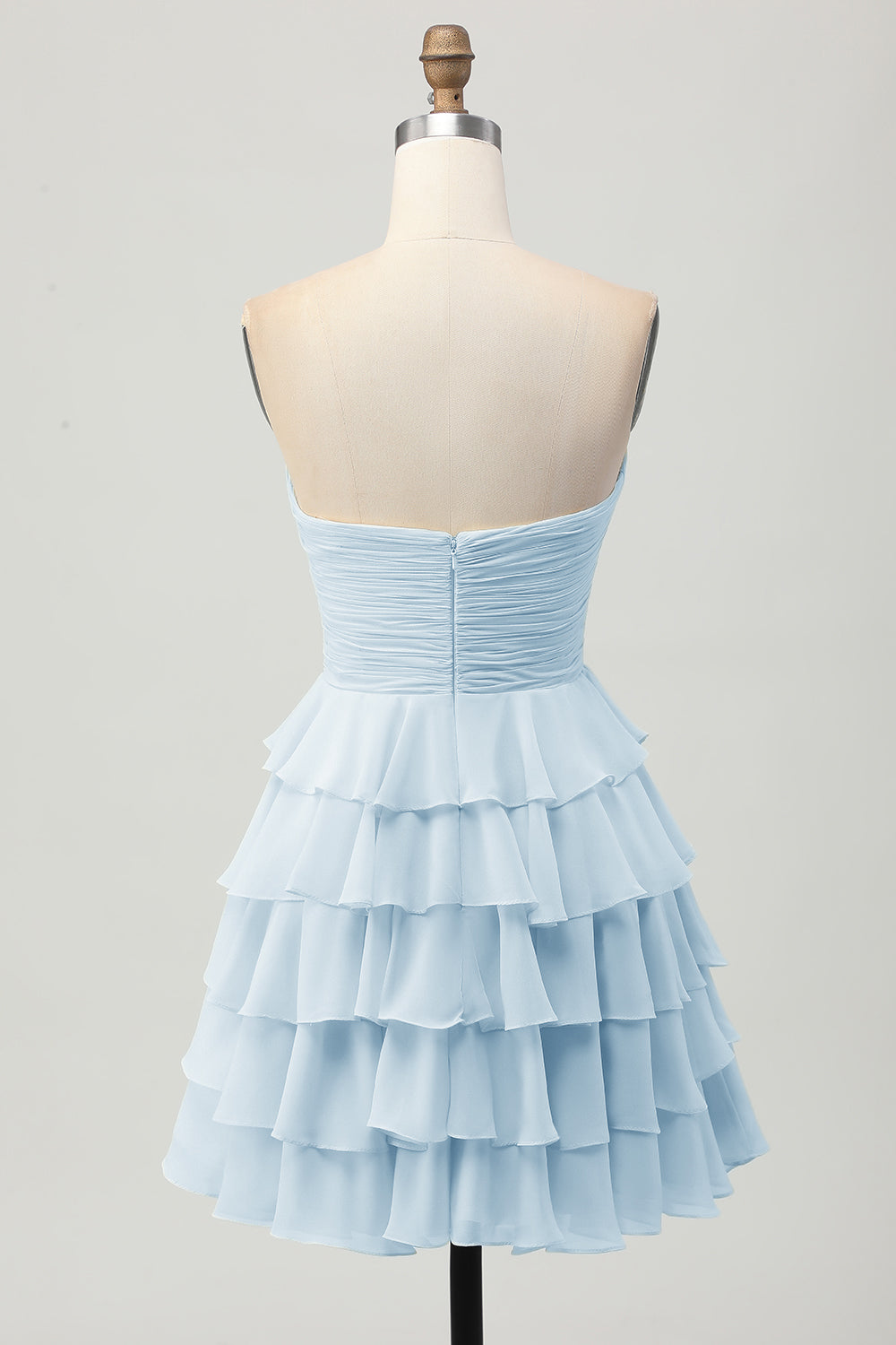 Black Sweetheart A Line Tiered Short Cocktail Dress with Bow