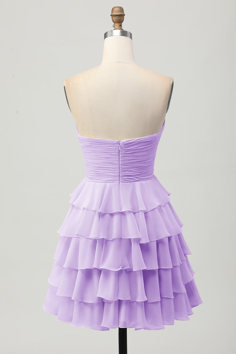 Black Sweetheart A Line Tiered Short Cocktail Dress with Bow