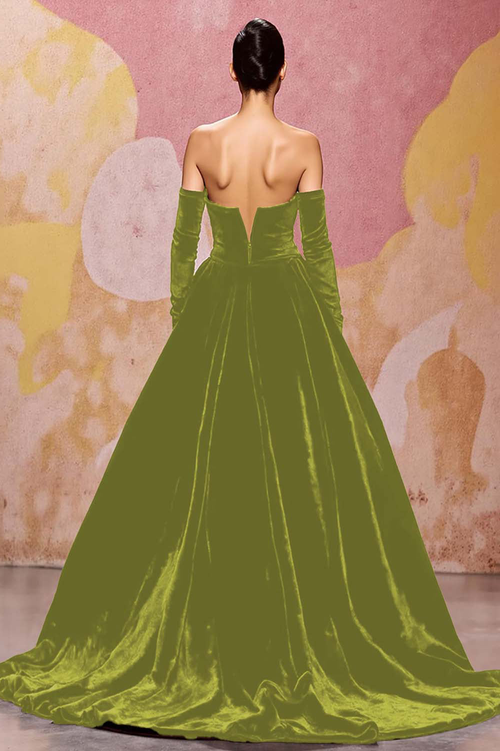 Dark Red Sweetheart Velvet A Line Long Formal Dress