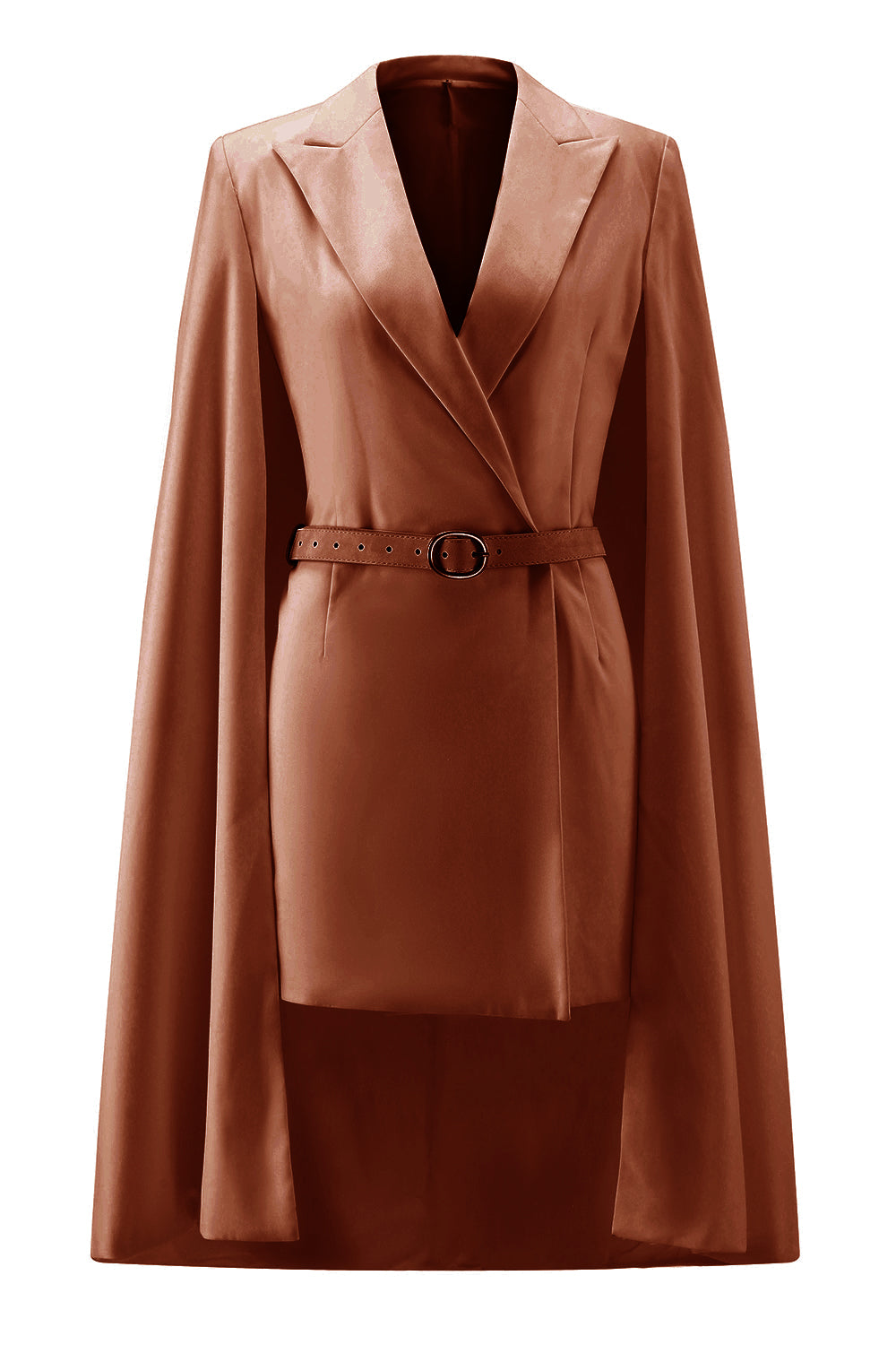 White Satin Peak Lapel Bodycon Mini Work Dress with Cape