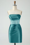 Dark Green Corset Strapless Bodycon Short Cocktail Dress