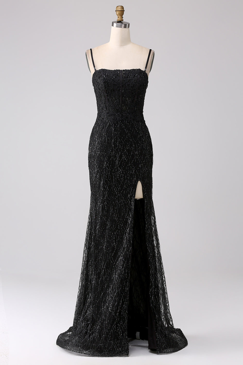 Black Mermaid Cold Shoulder Long Formal Dress with Slit