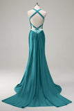 Sparkly Dusty Blue Mermaid Sweetheart Corset Formal Dress